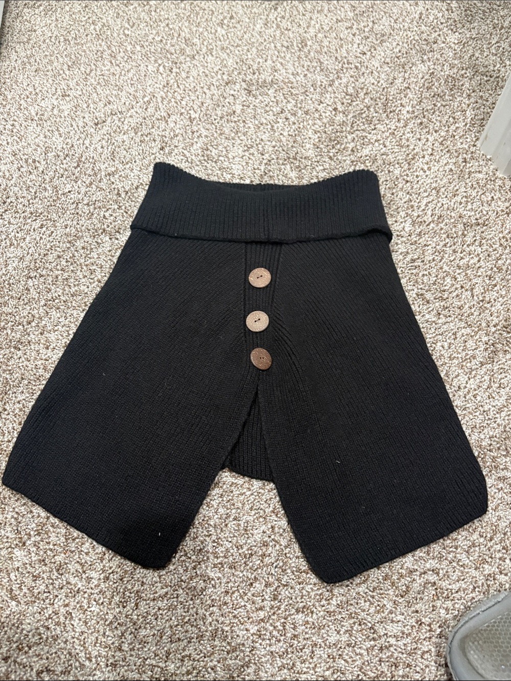 Black Knit Women's Skirt with Front Button Detail